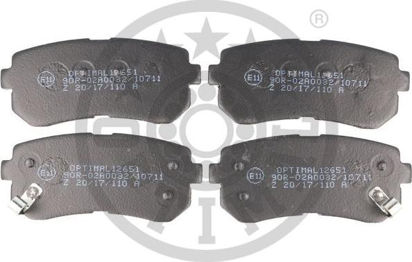 Optimal 12651 - Тормозные колодки, дисковые, комплект www.autospares.lv