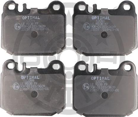 Optimal 12099 - Тормозные колодки, дисковые, комплект www.autospares.lv