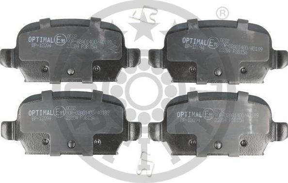 Optimal 12094 - Тормозные колодки, дисковые, комплект www.autospares.lv