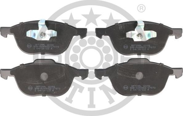 Optimal 12192 - Brake Pad Set, disc brake www.autospares.lv