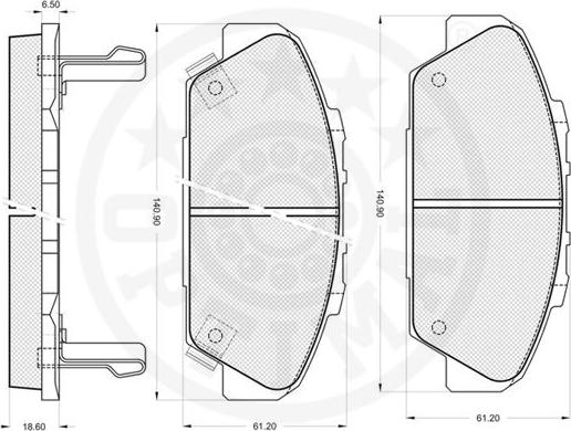 Optimal 12145 - Brake Pad Set, disc brake www.autospares.lv