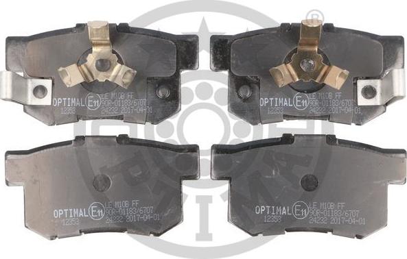 Optimal 12353 - Brake Pad Set, disc brake www.autospares.lv