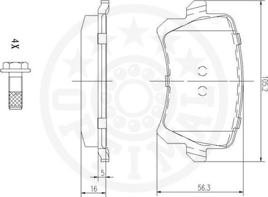 Optimal 12334 - Brake Pad Set, disc brake www.autospares.lv