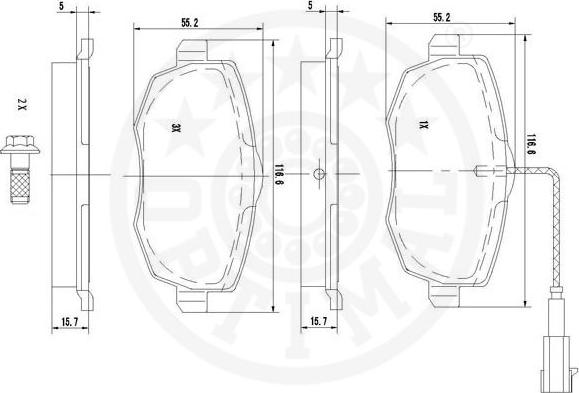 Optimal 12333 - Bremžu uzliku kompl., Disku bremzes www.autospares.lv