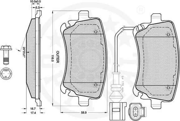 Optimal 12241 - Тормозные колодки, дисковые, комплект www.autospares.lv