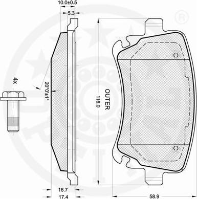 Optimal 12242 - Brake Pad Set, disc brake www.autospares.lv