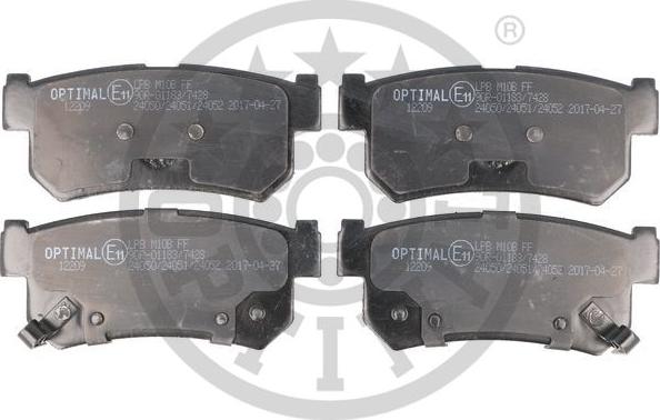 Optimal 12209 - Тормозные колодки, дисковые, комплект www.autospares.lv