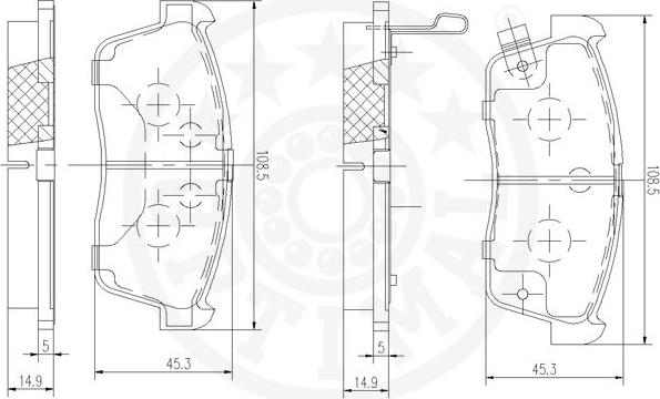 Optimal 72411 - Bremžu uzliku kompl., Disku bremzes www.autospares.lv