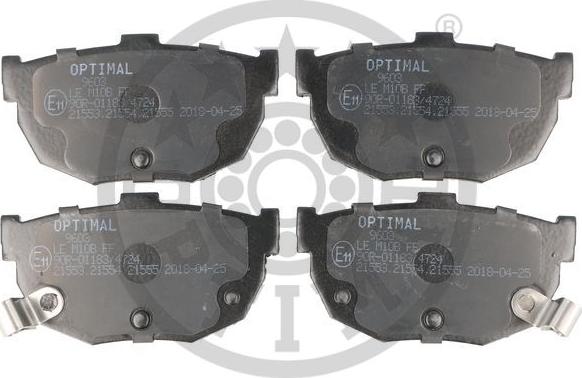 Optimal BP-09603 - Тормозные колодки, дисковые, комплект www.autospares.lv