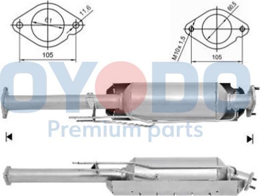 Oyodo 20N0018-OYO - Nosēdumu / Daļiņu filtrs, Izplūdes gāzu sistēma autospares.lv