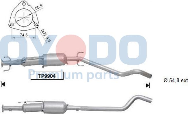 Oyodo 20N0084-OYO - Nosēdumu / Daļiņu filtrs, Izplūdes gāzu sistēma www.autospares.lv