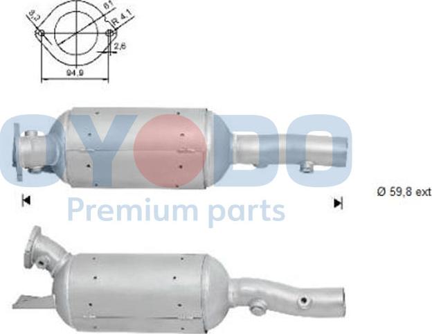 Oyodo 20N0075OYO - Nosēdumu / Daļiņu filtrs, Izplūdes gāzu sistēma www.autospares.lv