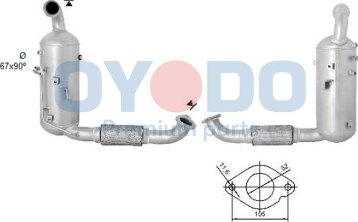 Oyodo 20N0140-OYO - Nosēdumu / Daļiņu filtrs, Izplūdes gāzu sistēma www.autospares.lv