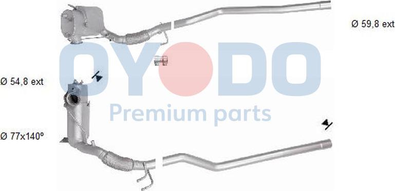 Oyodo 20N0129-OYO - Nosēdumu / Daļiņu filtrs, Izplūdes gāzu sistēma www.autospares.lv