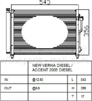 Parts-Mall PXNCA-085 - Kondensators, Gaisa kond. sistēma www.autospares.lv