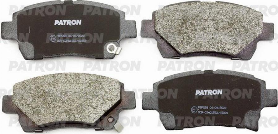 Patron PBP058 - Тормозные колодки, дисковые, комплект www.autospares.lv