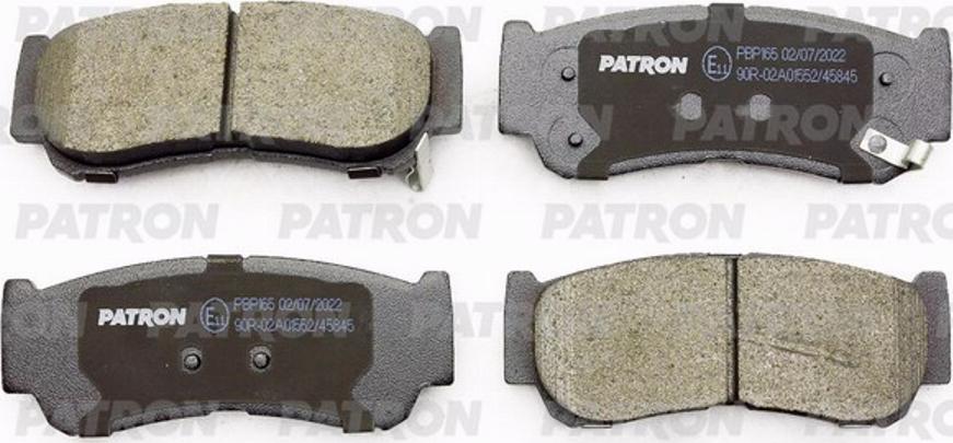 Patron PBP165 - Brake Pad Set, disc brake www.autospares.lv