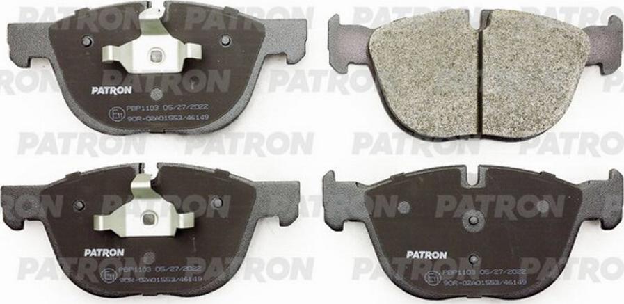 Patron PBP1103 - Тормозные колодки, дисковые, комплект www.autospares.lv