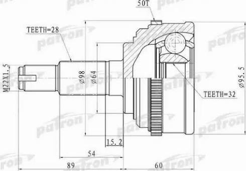 Patron PCV9574 - Šarnīru komplekts, Piedziņas vārpsta www.autospares.lv