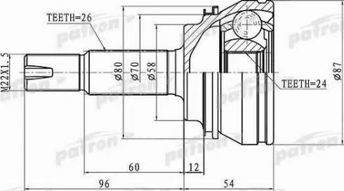 Patron PCV1441 - Šarnīru komplekts, Piedziņas vārpsta www.autospares.lv