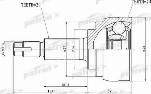 Patron PCV1416 - Šarnīru komplekts, Piedziņas vārpsta autospares.lv