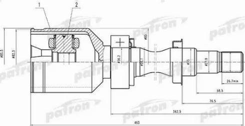 Patron PCV1567 - Šarnīru komplekts, Piedziņas vārpsta autospares.lv