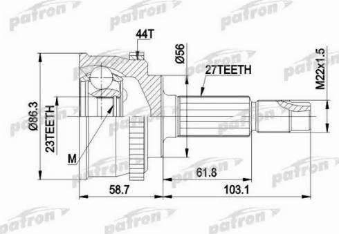 Patron PCV1508 - Šarnīru komplekts, Piedziņas vārpsta www.autospares.lv