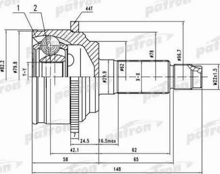 Patron PCV1525 - Šarnīru komplekts, Piedziņas vārpsta www.autospares.lv