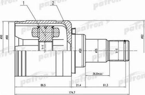 Patron PCV1570 - Šarnīru komplekts, Piedziņas vārpsta www.autospares.lv