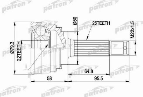 Patron PCV1047 - Šarnīru komplekts, Piedziņas vārpsta autospares.lv