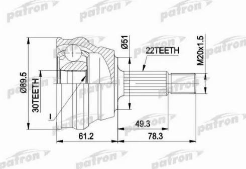 Patron PCV1050 - Šarnīru komplekts, Piedziņas vārpsta autospares.lv