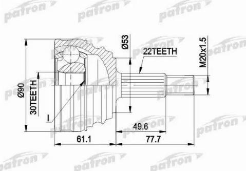 Patron PCV1009 - Шарнирный комплект, ШРУС, приводной вал www.autospares.lv