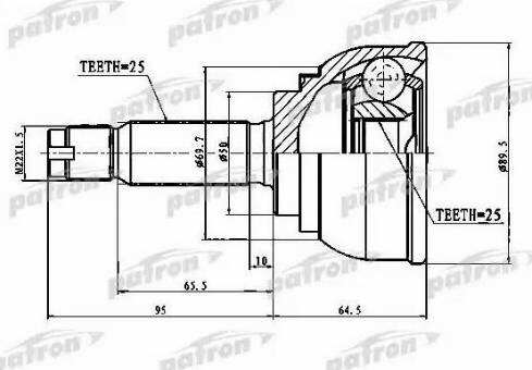 Patron PCV1012 - Šarnīru komplekts, Piedziņas vārpsta www.autospares.lv