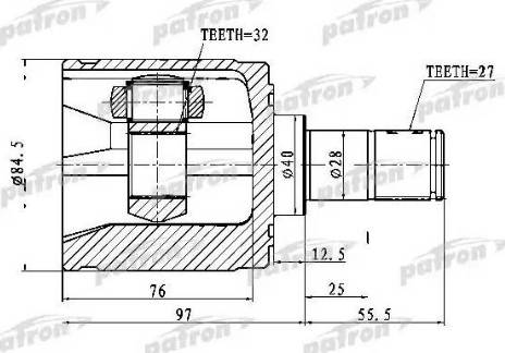 Patron PCV1022 - Šarnīru komplekts, Piedziņas vārpsta www.autospares.lv