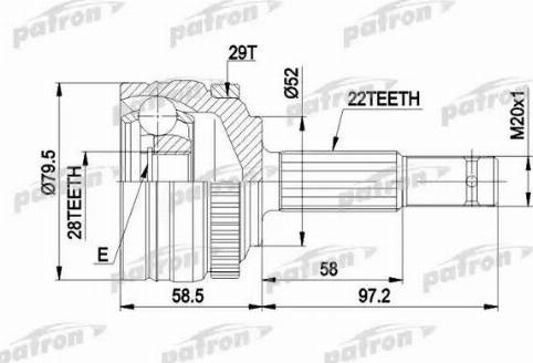 Patron PCV1116 - Šarnīru komplekts, Piedziņas vārpsta www.autospares.lv