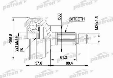 Patron PCV1131 - Šarnīru komplekts, Piedziņas vārpsta www.autospares.lv