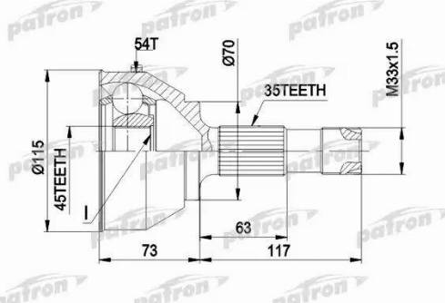 Patron PCV1132 - Šarnīru komplekts, Piedziņas vārpsta autospares.lv