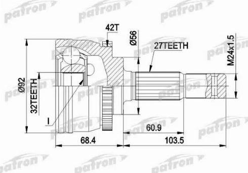 Patron PCV1173 - Šarnīru komplekts, Piedziņas vārpsta www.autospares.lv