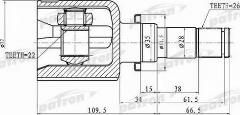 Patron PCV1363 - Šarnīru komplekts, Piedziņas vārpsta www.autospares.lv