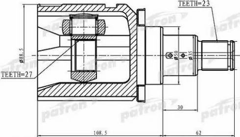 Patron PCV1362 - Šarnīru komplekts, Piedziņas vārpsta www.autospares.lv