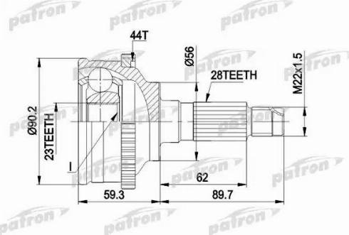 Patron PCV1335 - Šarnīru komplekts, Piedziņas vārpsta www.autospares.lv