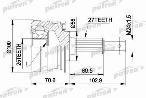 Patron PCV1249 - Šarnīru komplekts, Piedziņas vārpsta www.autospares.lv