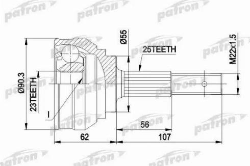 Patron PCV1248 - Šarnīru komplekts, Piedziņas vārpsta autospares.lv