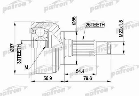 Patron PCV1255 - Šarnīru komplekts, Piedziņas vārpsta www.autospares.lv