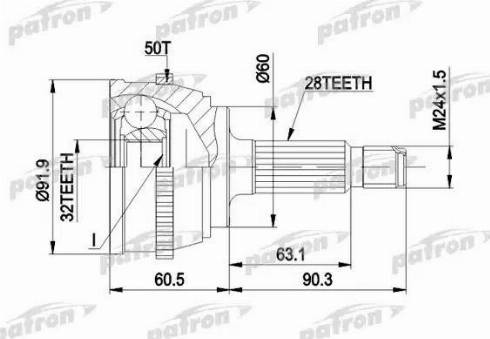 Patron PCV1284 - Šarnīru komplekts, Piedziņas vārpsta www.autospares.lv