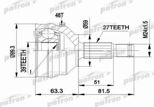 Patron PCV1224 - Šarnīru komplekts, Piedziņas vārpsta www.autospares.lv