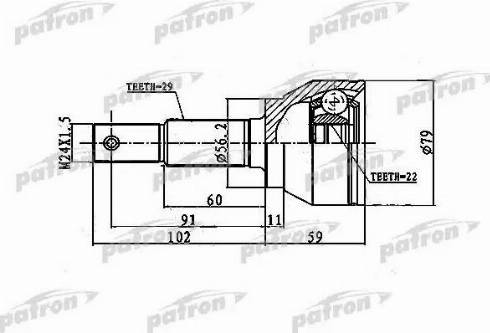 Patron PCV1743 - Šarnīrs, Piedziņas vārpsta www.autospares.lv