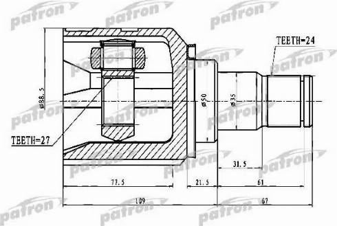 Patron PCV1742 - Šarnīrs, Piedziņas vārpsta www.autospares.lv