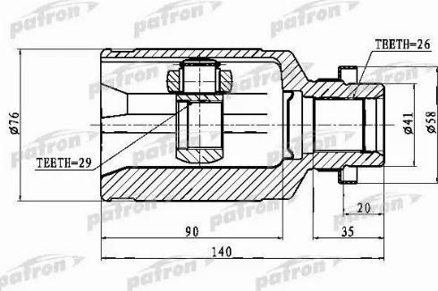 Patron PCV1758 - Šarnīrs, Piedziņas vārpsta www.autospares.lv