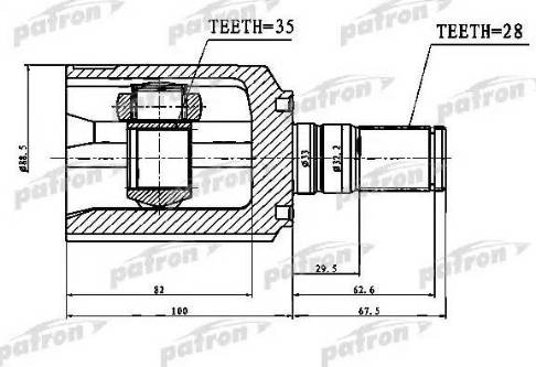 Patron PCV1752 - Šarnīrs, Piedziņas vārpsta www.autospares.lv